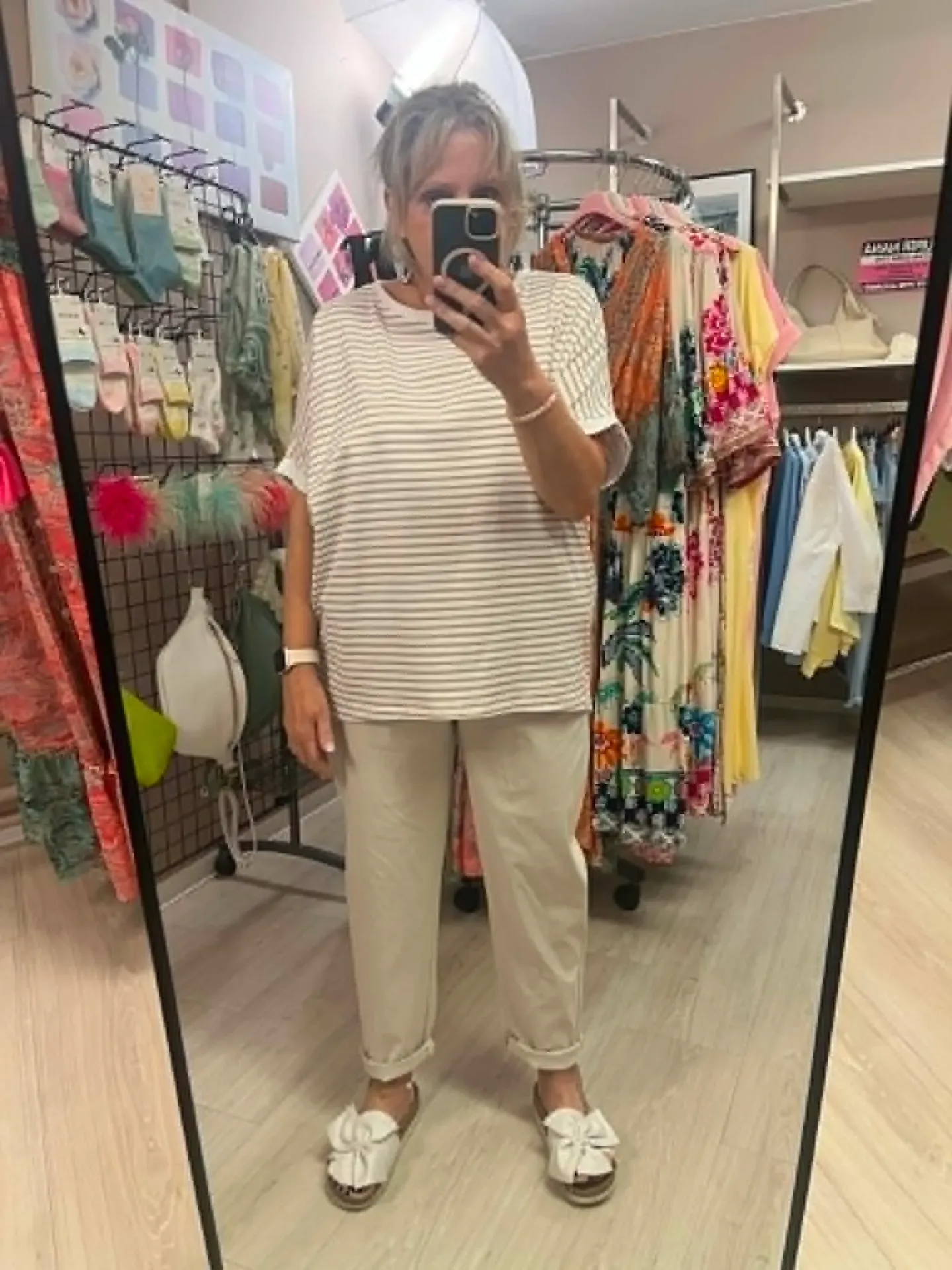 T shirt - PAULINE - Beige et blanc