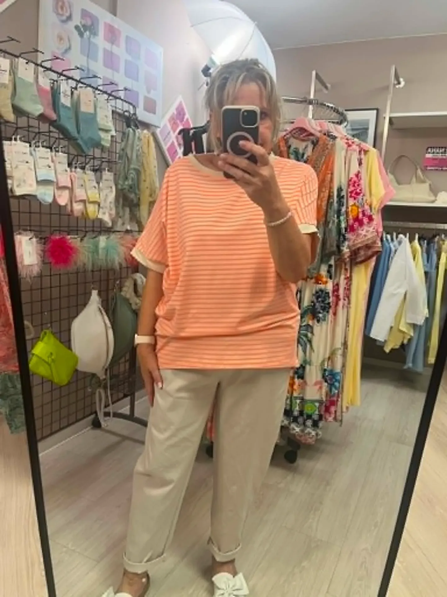 T shirt - PAULINE - Orange et beige