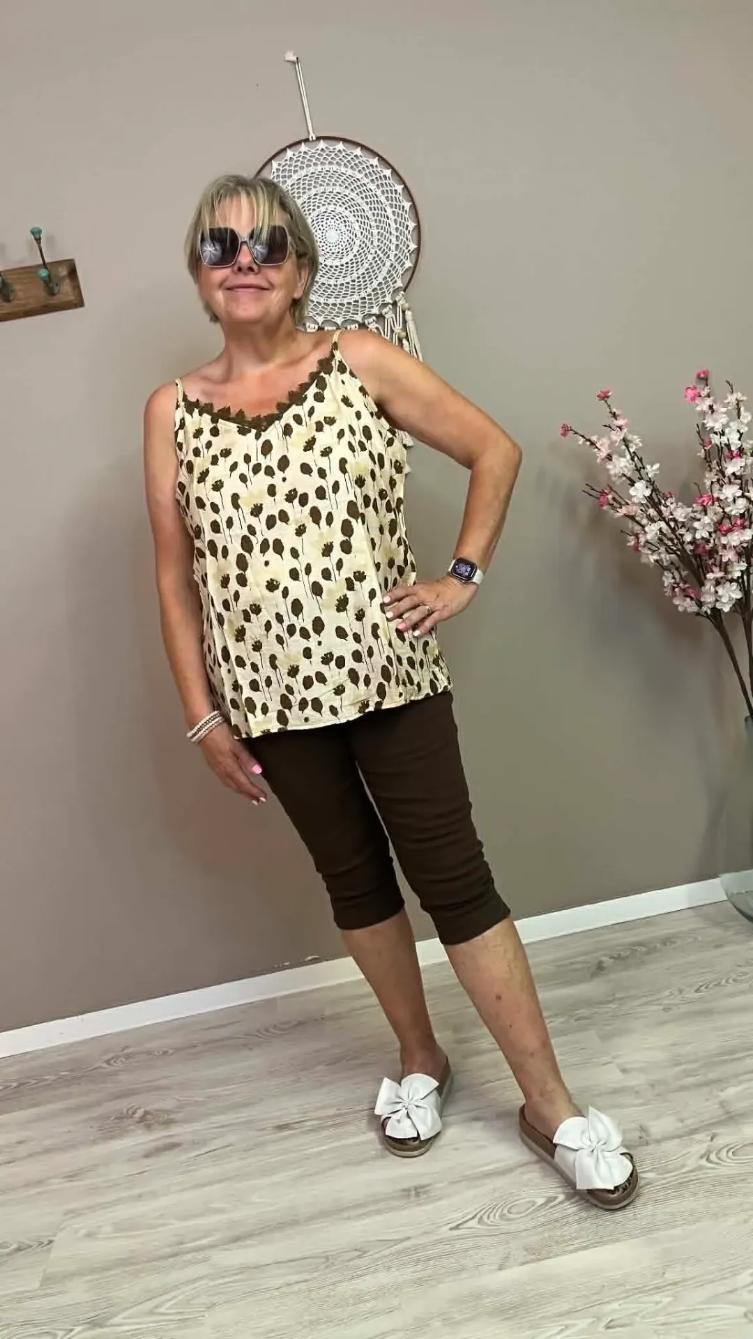 Top - CAMÉLIA - Beige et chocolat