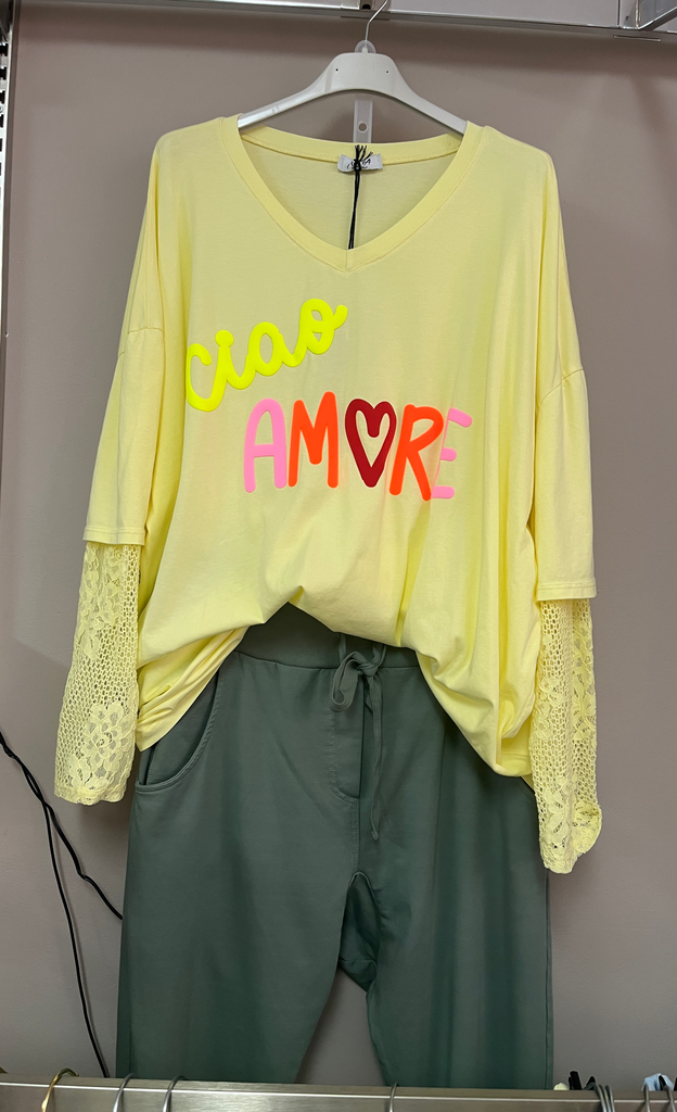 T Shirt - AMORE - Jaune