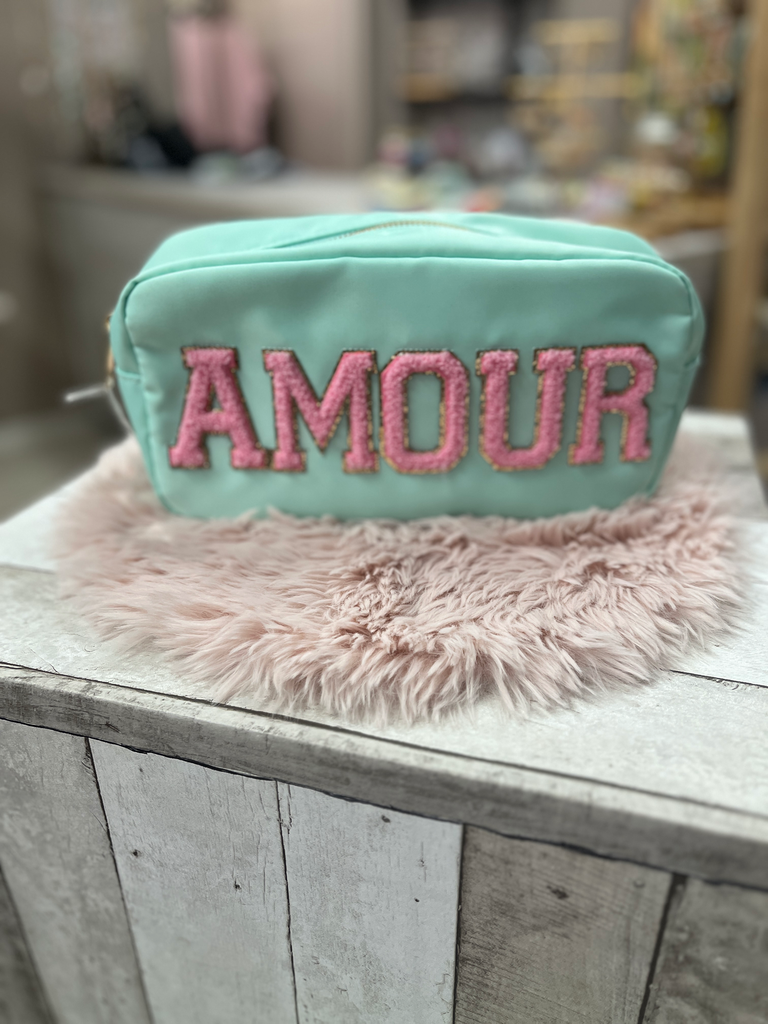 Trousse toilette - AMOUR - Vert d'eau